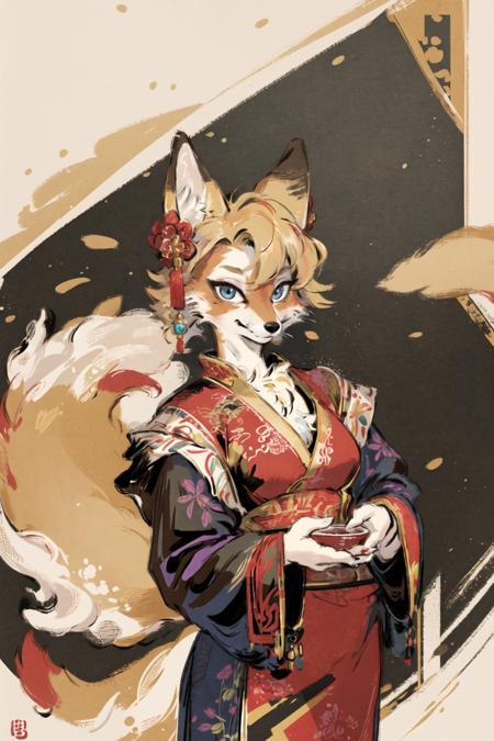 00872-63627203-masterpiece,highres,furry fox girl,solo,blonde,chinese dress, hair ornament, anicent china_looking at viewer, _.png